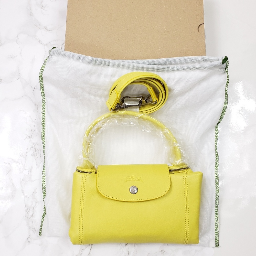 Longchamp Top Handle Leather Le Pliage Satchel - Picture 6 of 8